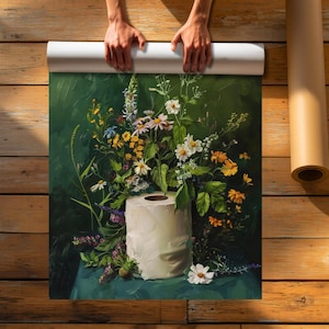 toilet paper art, bathroom wall art, bathroom wall decor, funny bathroom art, toilet wall art, bathroom wall art, botanical prints, botanical bathroom, green bathroom decor, dark bathroom decor, floral bathroom art, botanical wall art, moody wall art, cottagecore decor, dark cottagecore art, funny bathroom art, toilet painting, toilet art, moody green art, moody bathroom art, powder room art, guest bathroom art, toilet paper flowers, dark green painting, guest bath print, guest bathroom print
