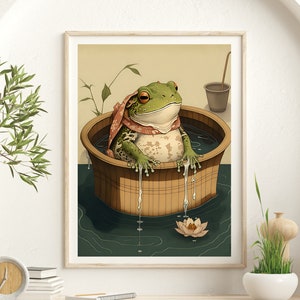 Japanese Frog Printable Wall Art Print, Matsumoto Hoji Japanese Poster, Vintage Art, Bathroom Wall Art, Gift, Animal Art, Funny Animal Print