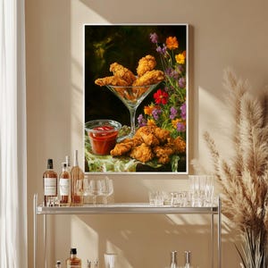 fried chicken art,chicken nugget art,fried chicken painting,kitchen wall art,whimsical wall decor,food wall art,martini glass art,funny food prints,still life wall art,funny snack prints,still life painting bar cart decor,moody kitchen decor, moody kitchen art, dark kitchen art, kitchen wall decor,moody kitchen print, wildflowers art print, whimsical art prints, moody kitchen art, dark kitchen prints,cottagecore wall art,fun kitchen art,dinner wall art,dinning wall art,foodie wall art