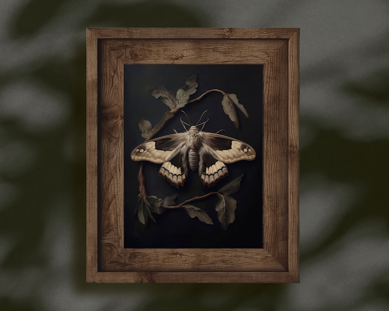 Moth | Botanical Moody Wall Art, Dark Academia Print, Insect Printable ...