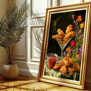 fried chicken art,chicken nugget art,fried chicken painting,kitchen wall art,whimsical wall decor,food wall art,martini glass art,funny food prints,still life wall art,funny snack prints,still life painting bar cart decor,moody kitchen decor, moody kitchen art, dark kitchen art, kitchen wall decor,moody kitchen print, wildflowers art print, whimsical art prints, moody kitchen art, dark kitchen prints,cottagecore wall art,fun kitchen art,dinner wall art,dinning wall art,foodie wall art