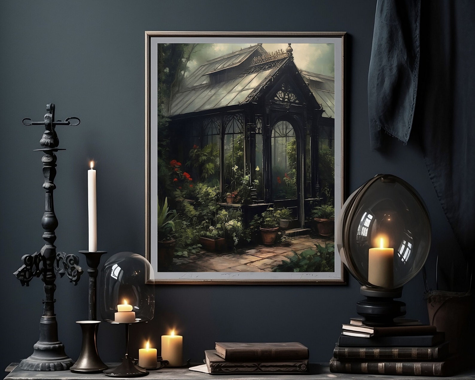 Moody Victorian Greenhouse Dark Academia Painting - Etsy