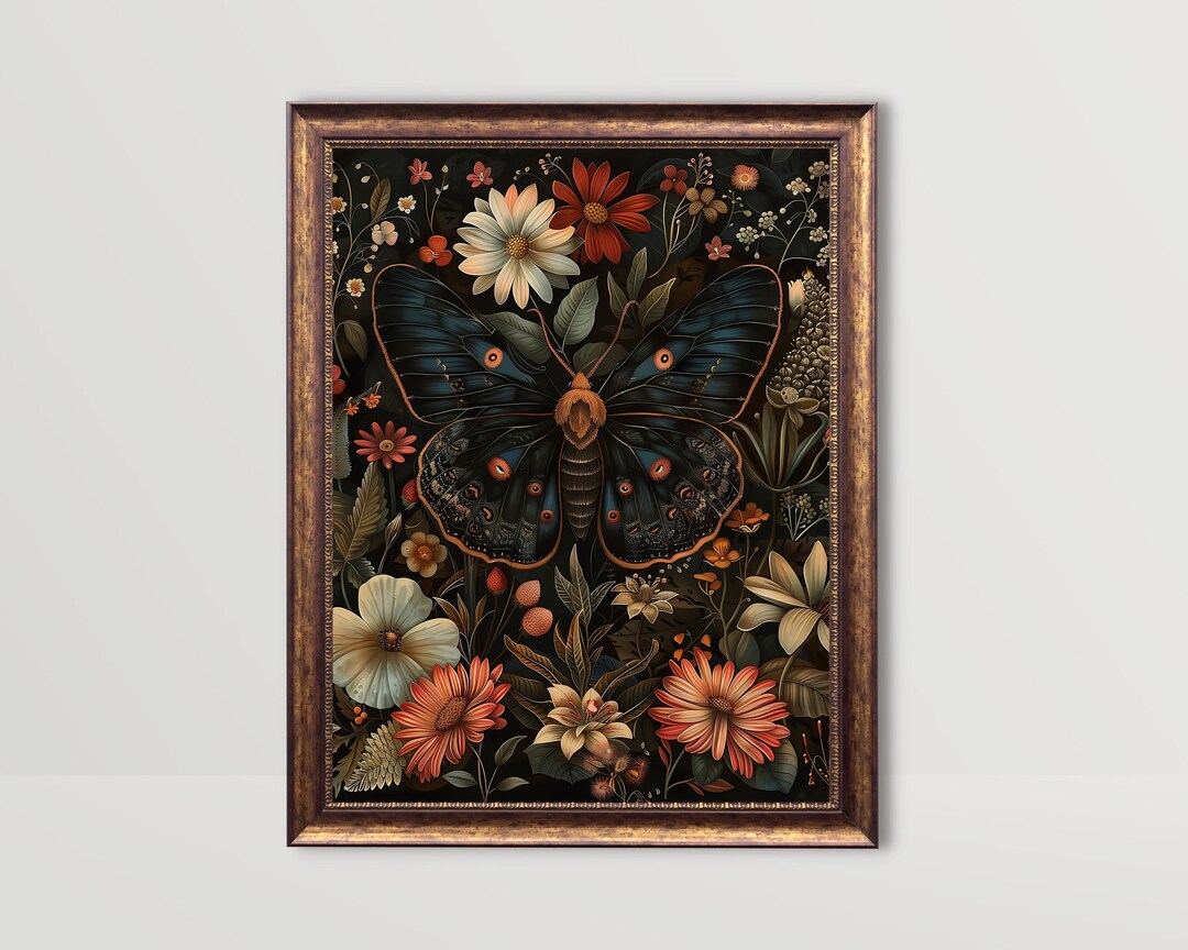Black Butterfly | Botanical Moth Wall Art, Dark Academia Prints, Gothic ...