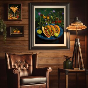 taco wall art,taco oil painting,vintage taco print,mexican food wall art,kitchen wall art,whimsical wall decor,food wall art, funny food prints,still life wall art,still life painting,bar cart decor,moody kitchen decor,moody kitchen art,dark kitchen art,kitchen wall decor,moody kitchen print,wildflowers art print,whimsical art prints,moody kitchen art,dark kitchen prints,wildflower kitchen art, cottagecore wall art,food art print,fun kitchen art,dinner wall art,dining wall art,foodie wall art
