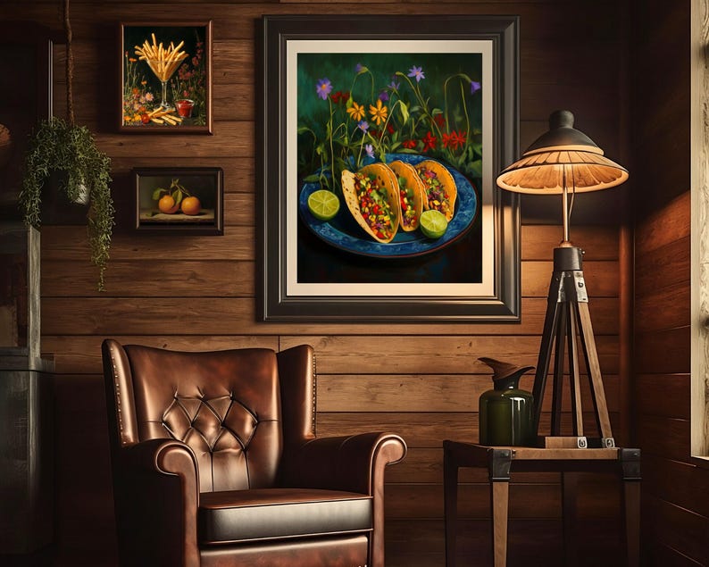 taco wall art,taco oil painting,vintage taco print,mexican food wall art,kitchen wall art,whimsical wall decor,food wall art, funny food prints,still life wall art,still life painting,bar cart decor,moody kitchen decor,moody kitchen art,dark kitchen art,kitchen wall decor,moody kitchen print,wildflowers art print,whimsical art prints,moody kitchen art,dark kitchen prints,wildflower kitchen art, cottagecore wall art,food art print,fun kitchen art,dinner wall art,dining wall art,foodie wall art