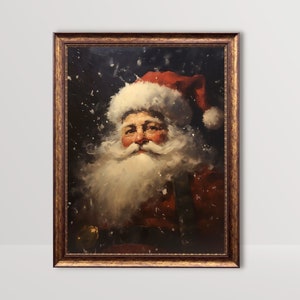 Weihnachtsmann Portrait | Vintage Weihnachten Wandkunst, Urlaub Dekor, Winter Ölgemälde, verschneite Druck, Weihnachtsdekorationen, Weihnachtsmann Printable