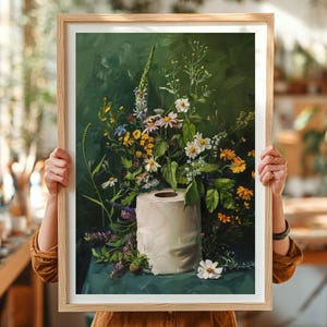 toilet paper art, bathroom wall art, bathroom wall decor, funny bathroom art, toilet wall art, bathroom wall art, botanical prints, botanical bathroom, green bathroom decor, dark bathroom decor, floral bathroom art, botanical wall art, moody wall art, cottagecore decor, dark cottagecore art, funny bathroom art, toilet painting, toilet art, moody green art, moody bathroom art, powder room art, guest bathroom art, toilet paper flowers, dark green painting, guest bath print, guest bathroom print