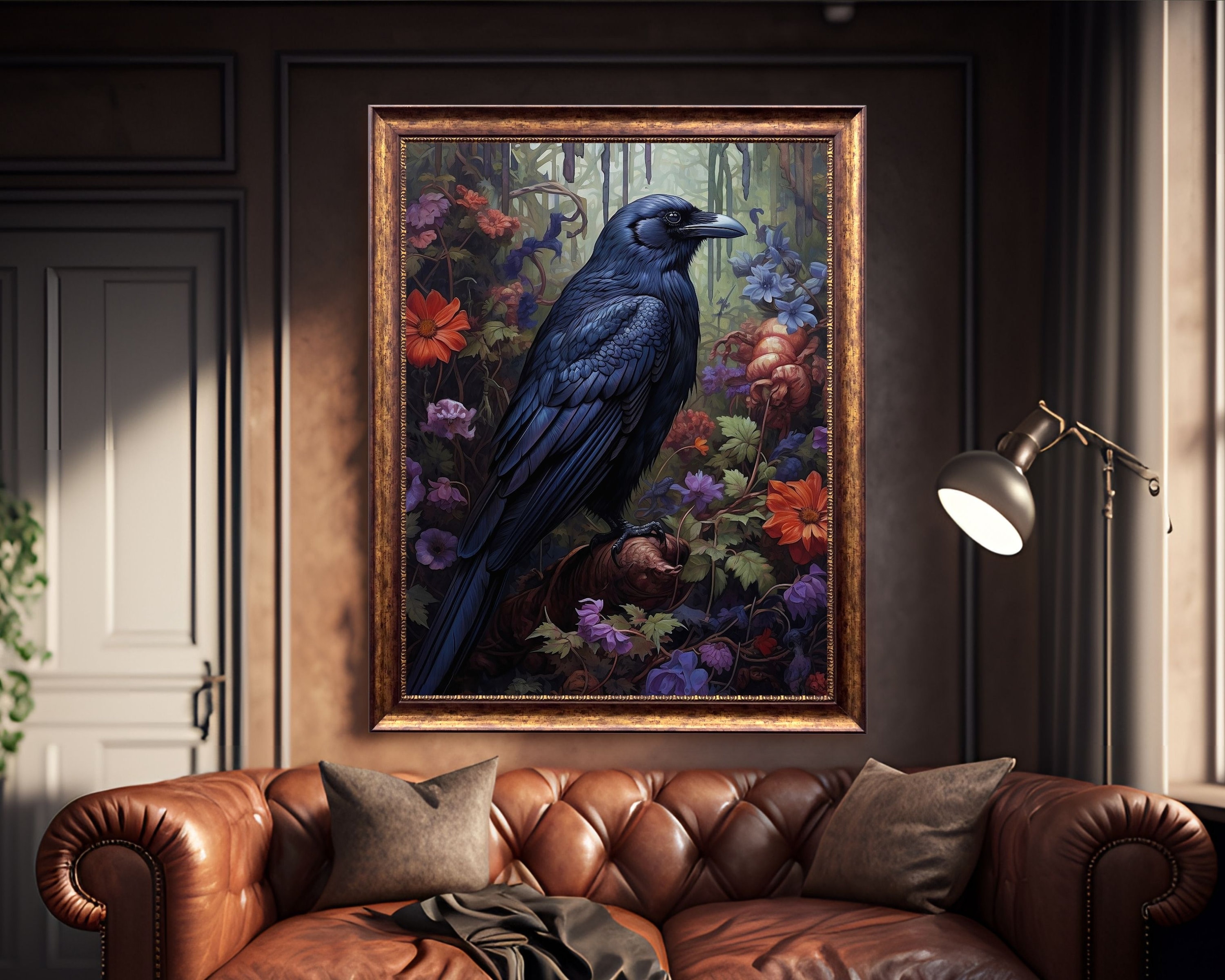 Raven | Dark Botanical Gothic Cottagecore Art, Moody Vintage Oil ...