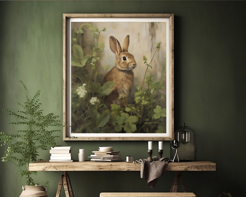 bunny art print,easter wall art,rabbit oil painting,bunny painting,rustic wall art, cottagecore decor,spring wall art,easter art print,vintage rabbit print,countryside poster,rustic country decor,farmhouse wall decor,nature prints,hare wall art