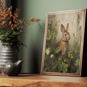 bunny art print,easter wall art,rabbit oil painting,bunny painting,rustic wall art, cottagecore decor,spring wall art,easter art print,vintage rabbit print,countryside poster,rustic country decor,farmhouse wall decor,nature prints,hare wall art