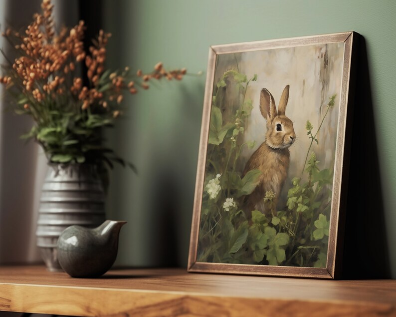 bunny art print,easter wall art,rabbit oil painting,bunny painting,rustic wall art, cottagecore decor,spring wall art,easter art print,vintage rabbit print,countryside poster,rustic country decor,farmhouse wall decor,nature prints,hare wall art