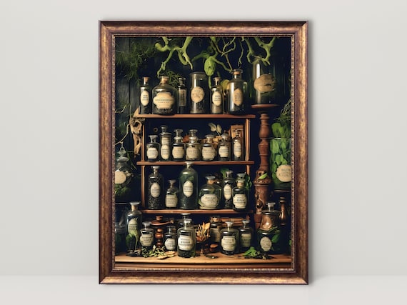 Vintage Apothecary | Dark Academia Wall Art, Witch Kitchen Decor