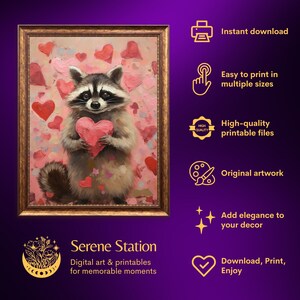 raccoon art print,raccoon valentine gifts,valentines wall art,valentine day gift, valentines printable,valentines prints,pink valentine decor,romantic art print,love wall art,pink bedroom decor,heart painting,pink heart art, funny anniversary gifts