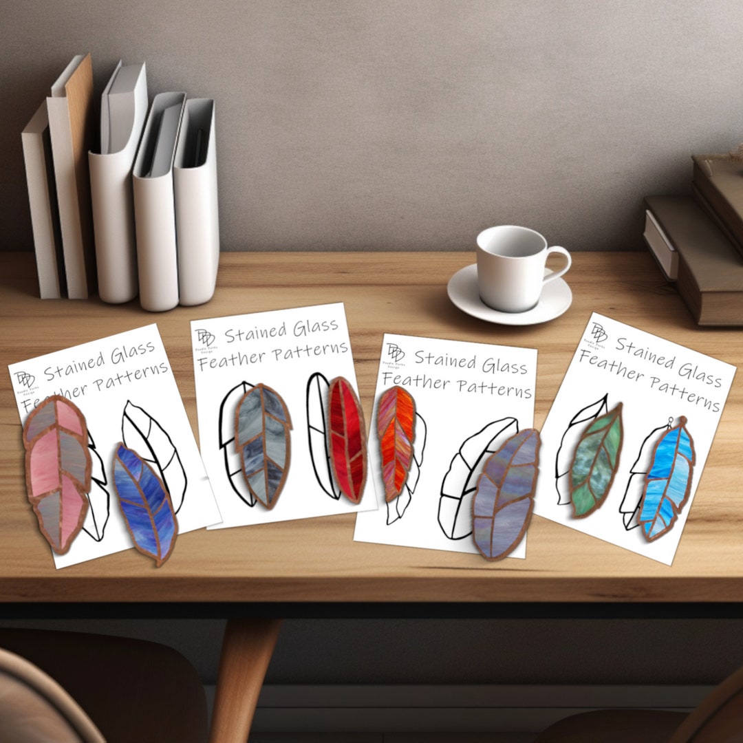 Easy Stained Glass Feather Pattern X 8 Suncatcher Glass Patterns