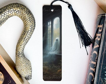 Ghost In The Window Bookmark With Tassel, Book Lover Gifts, Spooky Decor, Dark Academia, Haunting Ghost, Halloween Decor
