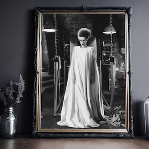 Bride Of Frankenstein,  Vintage Poster, Art Poster Print, Dark Academia, Gothic Victorian, Halloween Decor
