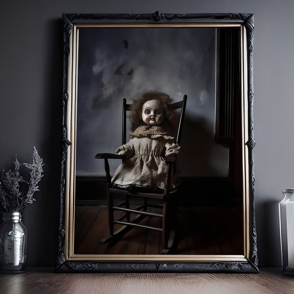 Haunted Doll Print, Creepy Art Print, Weird and Unusual Decor, Gothic Art Poster Print