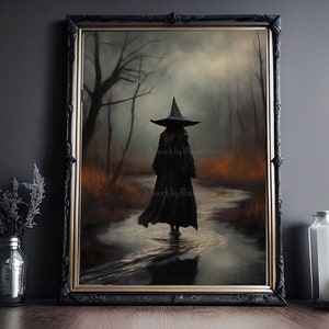 Witch In The Creek, Witch Decor, Vintage Poster, Art Poster Print, Dark Academia, Gothic Victorian