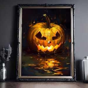 Jack O Lantern Print, Halloween Print, Vintage Poster, Art Poster Print, Dark Academia, Halloween Decor