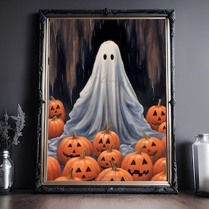 Ghost in the Jack O Lanterns Halloween Print Vintage Poster - Etsy