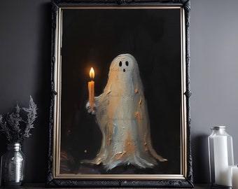 Ghost Holding A Candle, Vintage Poster, Art Poster Print, Dark Academia, Haunting Ghost, Halloween Decor