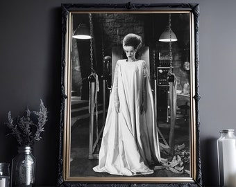 Bride Of Frankenstein,  Vintage Poster, Art Poster Print, Dark Academia, Gothic Victorian, Halloween Decor