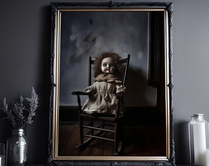 Haunted Doll Print, Creepy Art Print, Weird and Unusual Decor, Gothic Art Poster Print