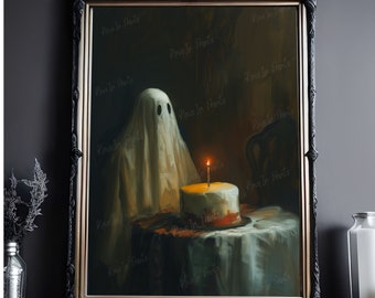 The Birthday, Gothic Home Decor, Vintage Poster, Art Poster Print, Dark Academia, Haunting Ghost, Halloween Decor