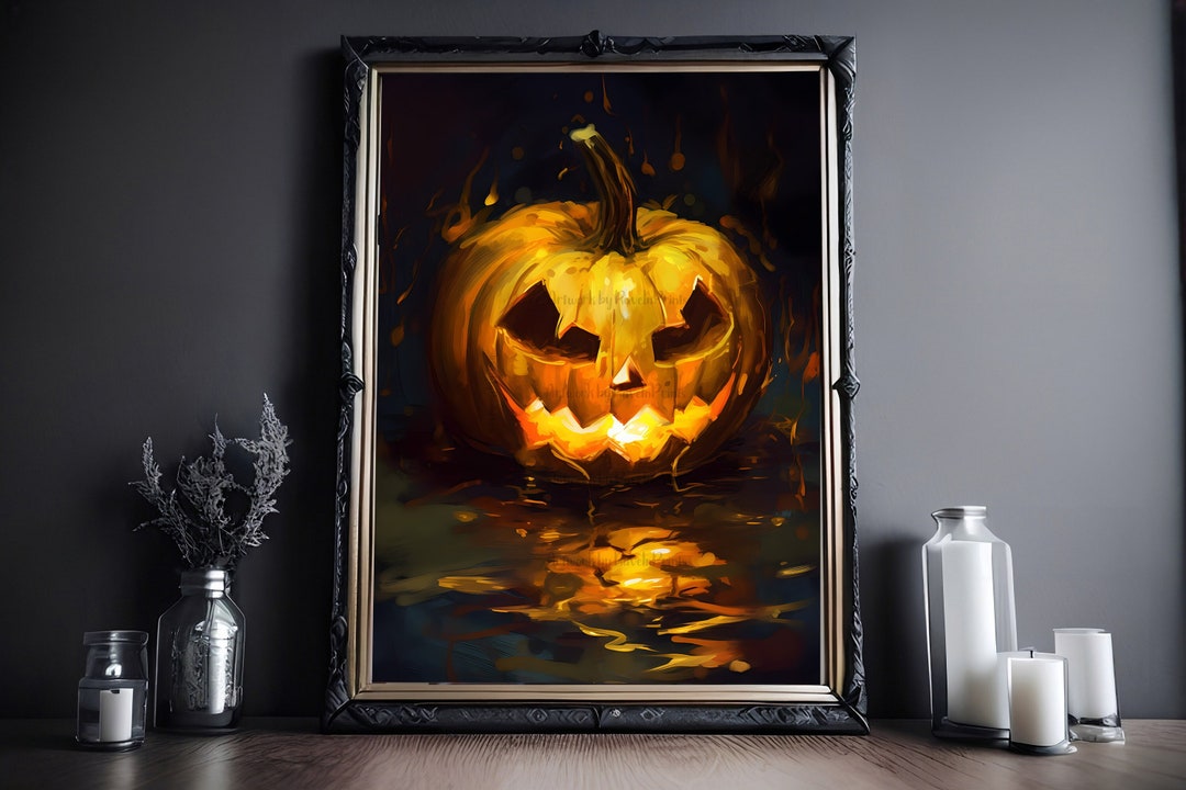 Jack O Lantern Print, Halloween Print, Vintage Poster, Art Poster Print ...