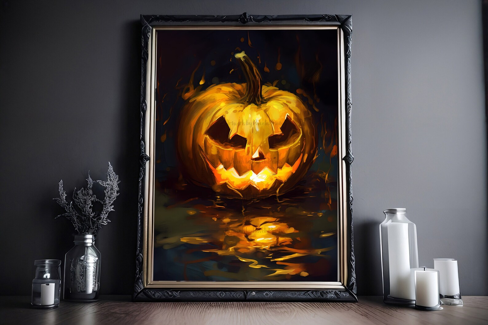Jack O Lantern Print, Halloween Print, Vintage Poster, Art Poster Print ...