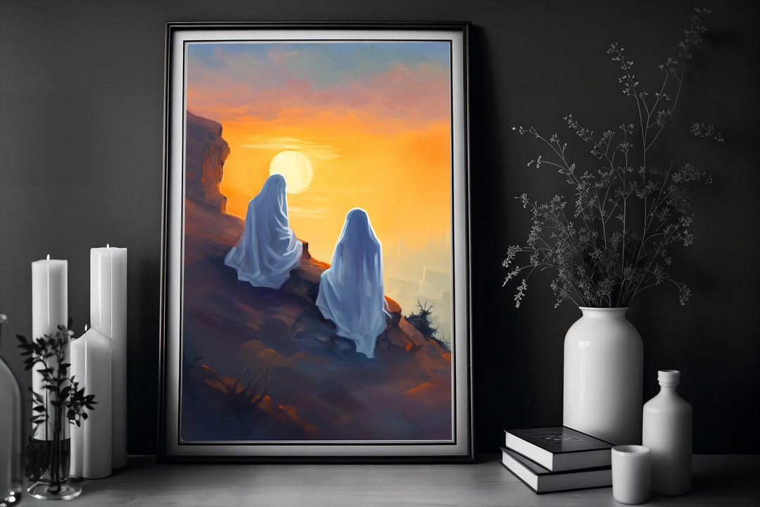 Ghost Wall Art Print, Ghosts Watching the Sunset, Dark Romantic Decor ...