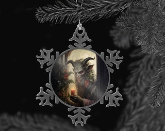 Krampus kerstornament, vintage kerstdecor, gotische kerst, Creepmas decor, donkere academische wereld, spookachtige geest