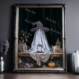 The Psychic Ghost Halloween Decor, Halloween Print, Haunting Ghost, Witchy Wall Art, Gift for Witch, Spooky Decor, Cute Halloween Gifts