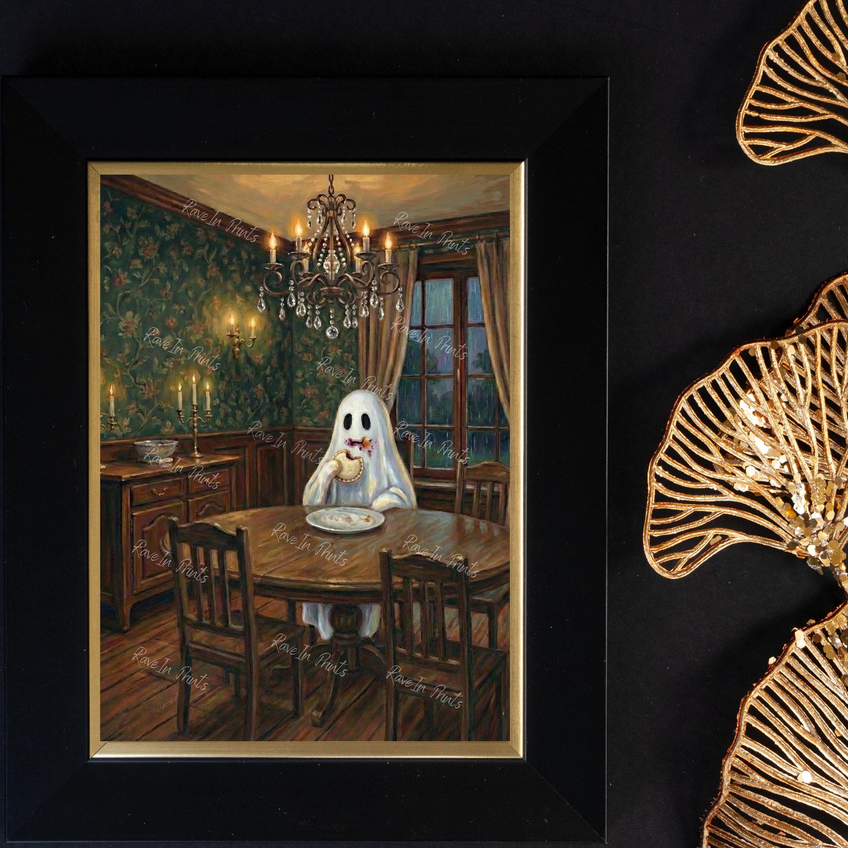 Ghost Eating A Peanut Butter & Jelly Sandwich, Funny Ghost Wall Art ...