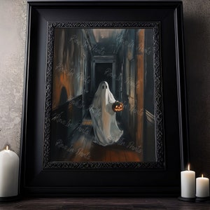 Ghost Holding A Jack O Lantern Halloween Decor, Spooky Decor, Art ...