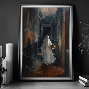 Ghost Holding A Jack O Lantern Halloween Decor, Spooky Decor, Art ...
