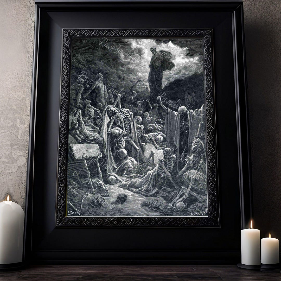 The Vision of the Valley of Dry Bones, valley of the dead, Gustave Dore illustration - T-shirt