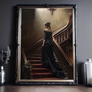 Victorian Lady Art Print, Vintage Poster, Art Poster Print, Dark Academia, Gothic Victorian, Haunted Mansion