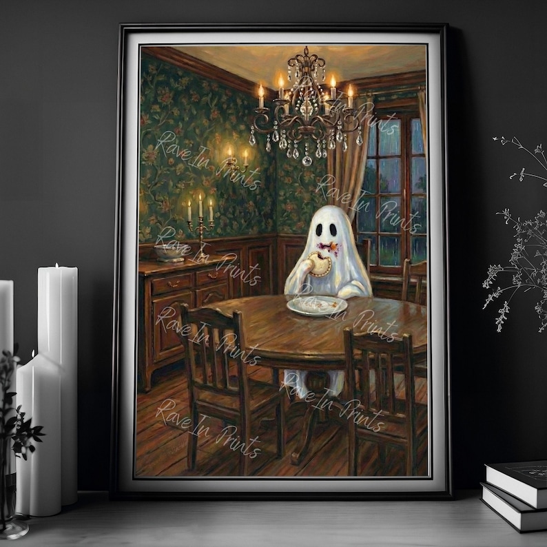 Ghost Eating A Peanut Butter & Jelly Sandwich, Funny Ghost Wall Art ...
