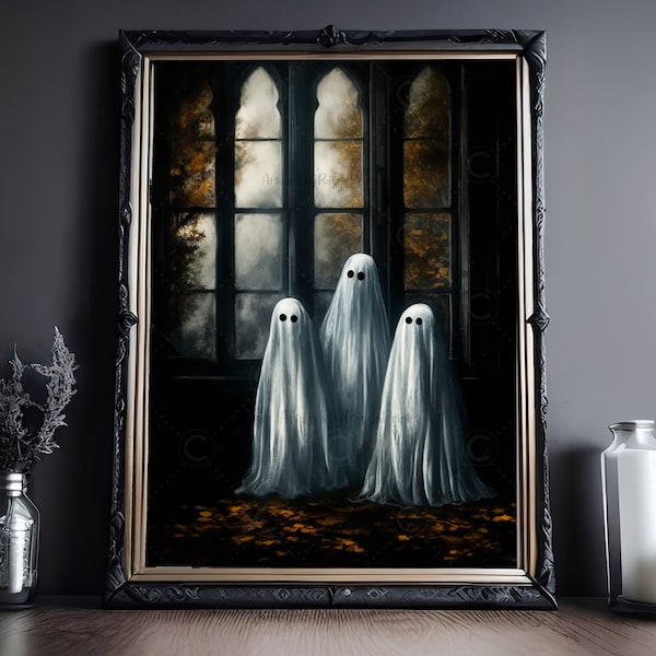 Ghost Family Print, Vintage Poster, Art Poster Print, Dark Academia, Haunting Ghost, Halloween Decor