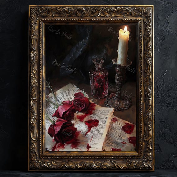 A Dark Valentine, Vampire Aesthetic, Romantic Gothic Home Decor, Poster Print, Light Academia Decor