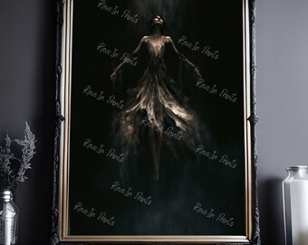 Transcendence, Surreal Woman Print, Dark Academia Decor, Edgy Painting, Gothic Home Decor, Eclectic Home Decor, Dark Art,  Weirdcore