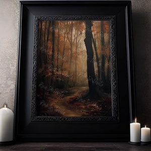 Impresión de bosque espeluznante, bosque otoñal, decoración del hogar otoñal, gótico sureño, impresión de póster artístico, decoración gótica del hogar, oscuro y melancólico