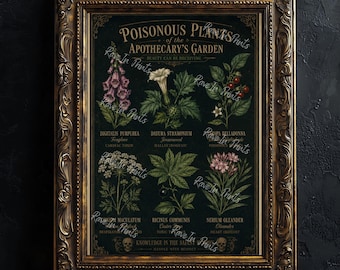 Venomous Botanica Plant Painting, Dark Botanical Home Decor, Gothic Wall Art Print