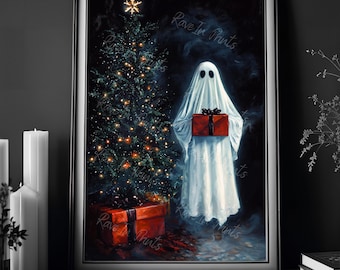 The Christmas Ghost, Creepmas Print, Art Poster Print, Dark Academia, Haunting Ghost, Christmas Print, Eclectic Art
