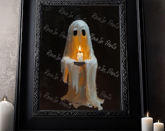 Ghost Holding A Candle, Vintage Poster, Art Poster Print, Dark Academia, Haunting Ghost, Halloween Decor, Bookshelf Decor