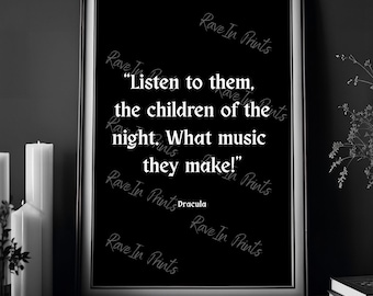 Children of The Night Quote, Gothic Quote Print, Goth Home Decor, Horror Art Poster Print, Dark Academia, Gothic Victorian
