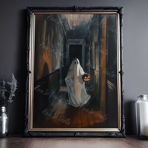Ghost Holding A Jack O Lantern Halloween Decor, Spooky Decor, Art ...