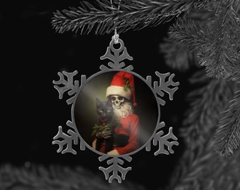 Skeleton Santa Christmas Ornament, Vintage Christmas Decor, Gothic Christmas, Creepmas Decor, Dark Academia, Haunting Ghost