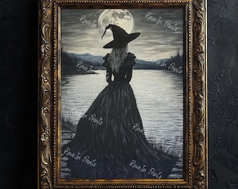 Witch By The Water, Witch Decor, Vintage Poster, Art Poster Print, Dark Academia, Gothic Victorian